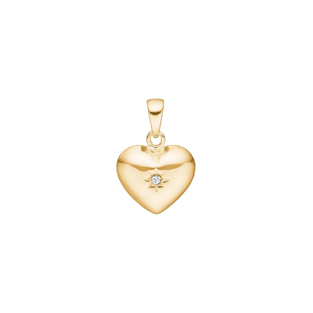 Siersbøl silver Goldp. pendant heart with cz 20x15mm