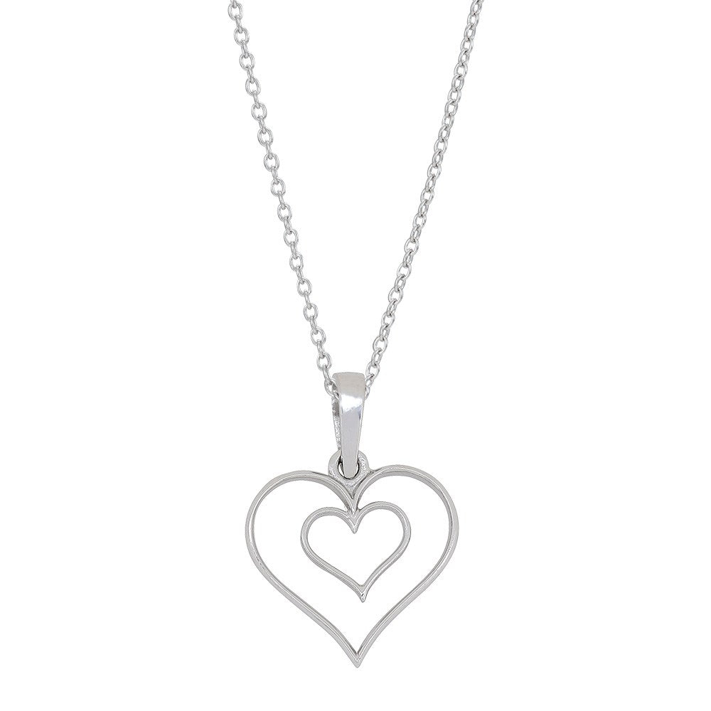 Siersbøl silver rhodium-plated necklace heart 15mm
