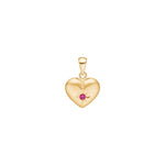 8ct. gold heart w/synt. ruby 11mm