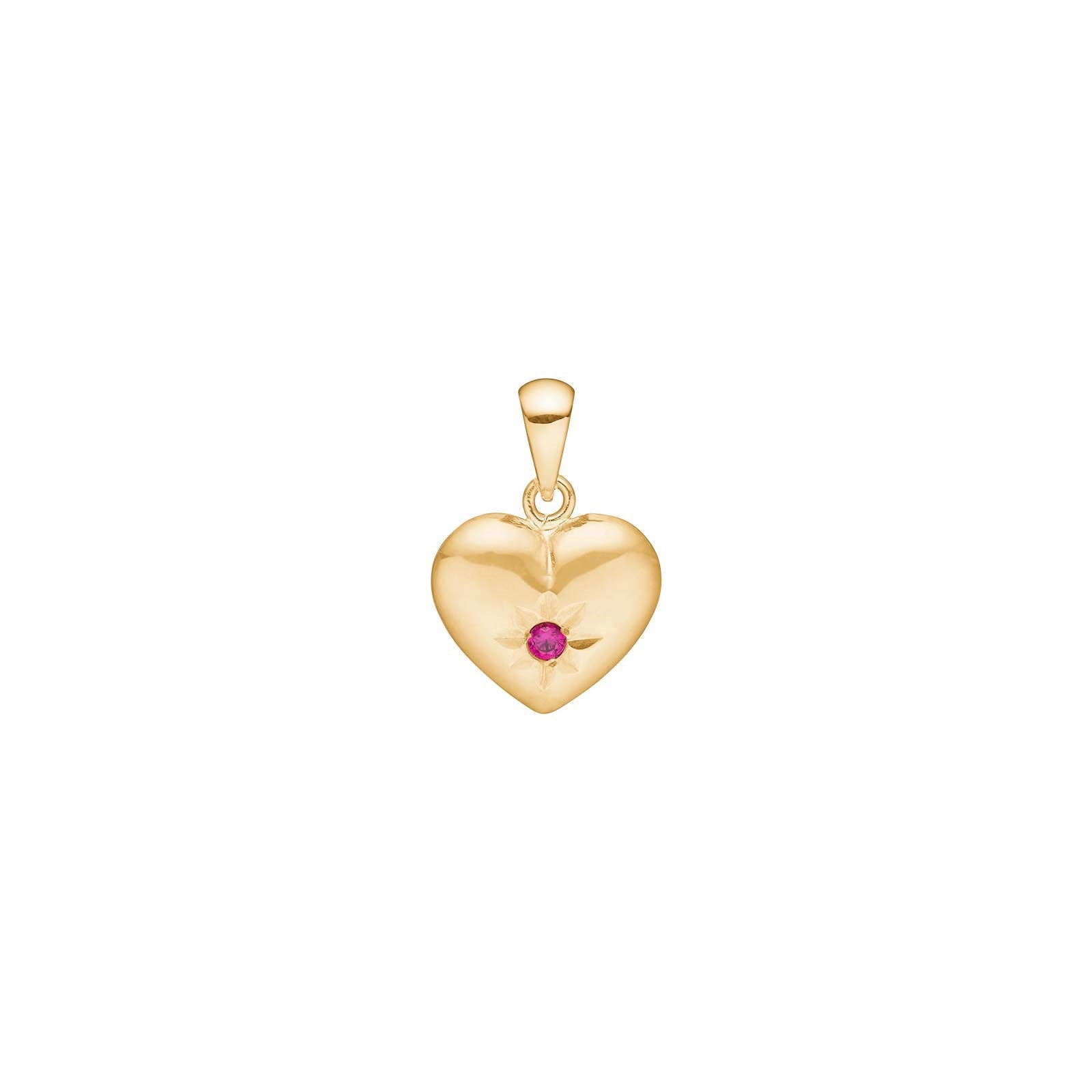 8ct. gold heart w/synt. ruby 11mm