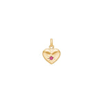 14ct. gold heart w/synt. ruby 9mm
