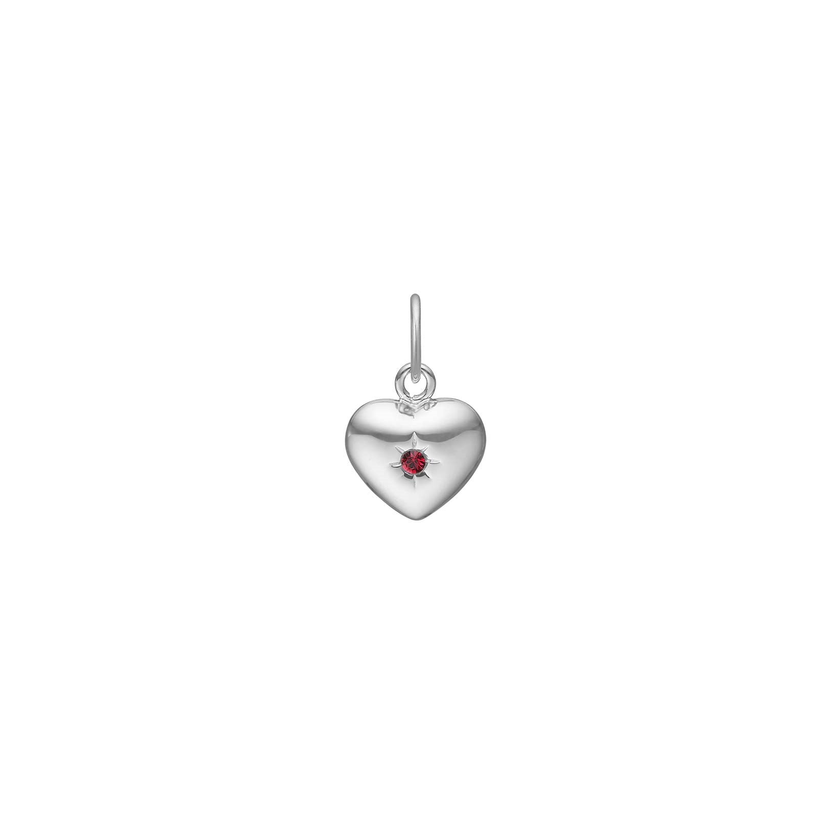 Silver heart w/synt. ruby 9mm