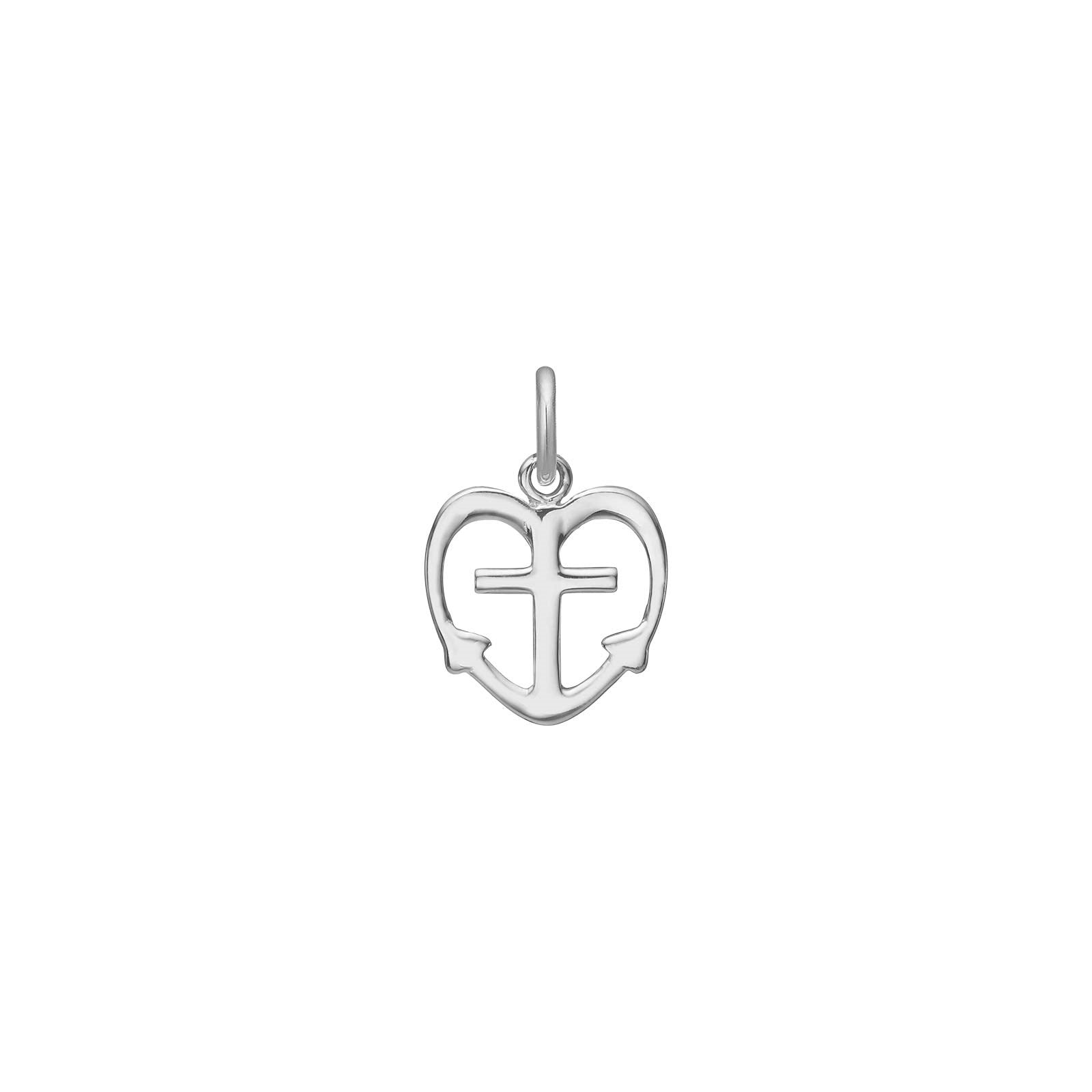 Rhod. silver necklace w/faith, hope and love