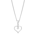 Rhod. silver pendant heart w/cz