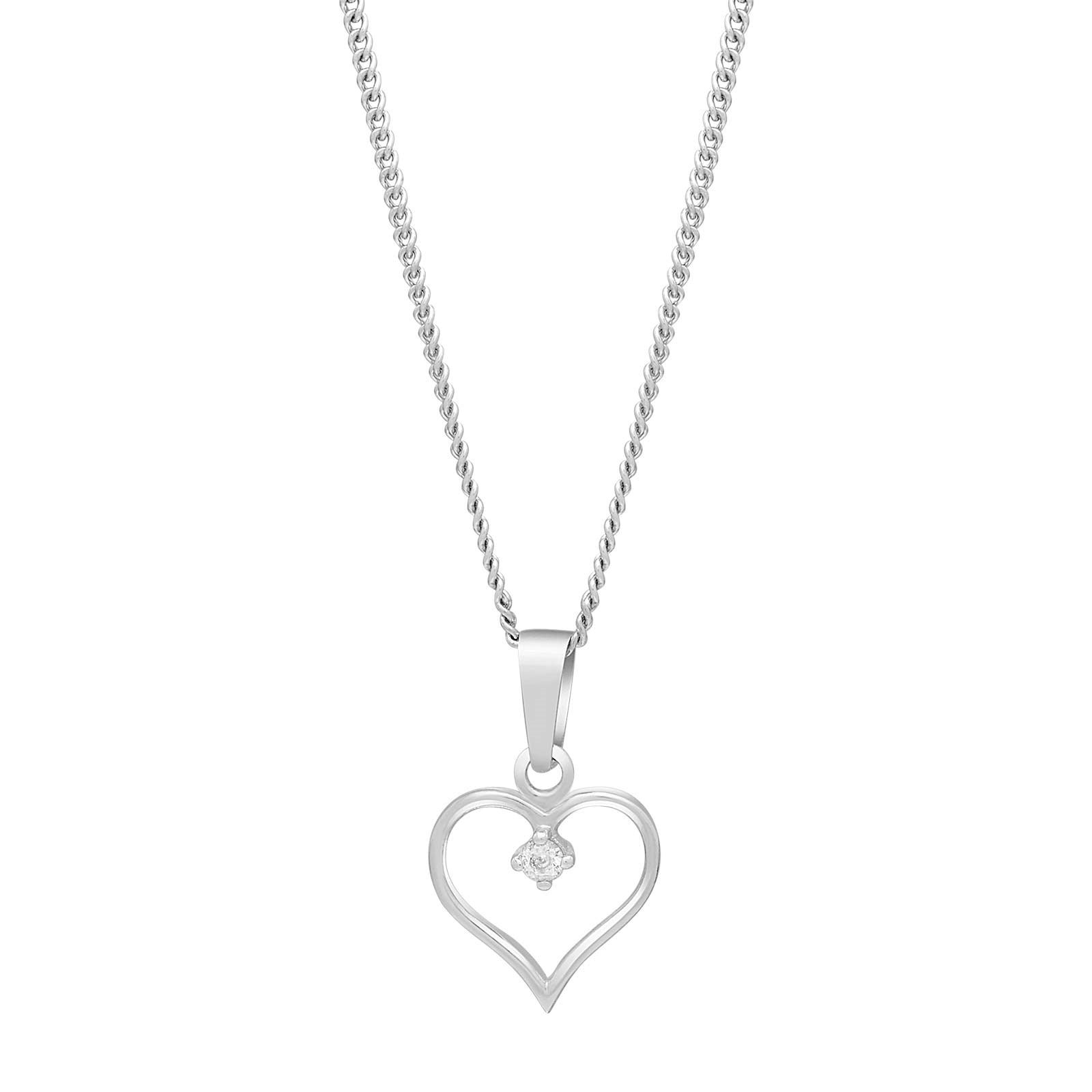 Rhod. silver pendant heart w/cz