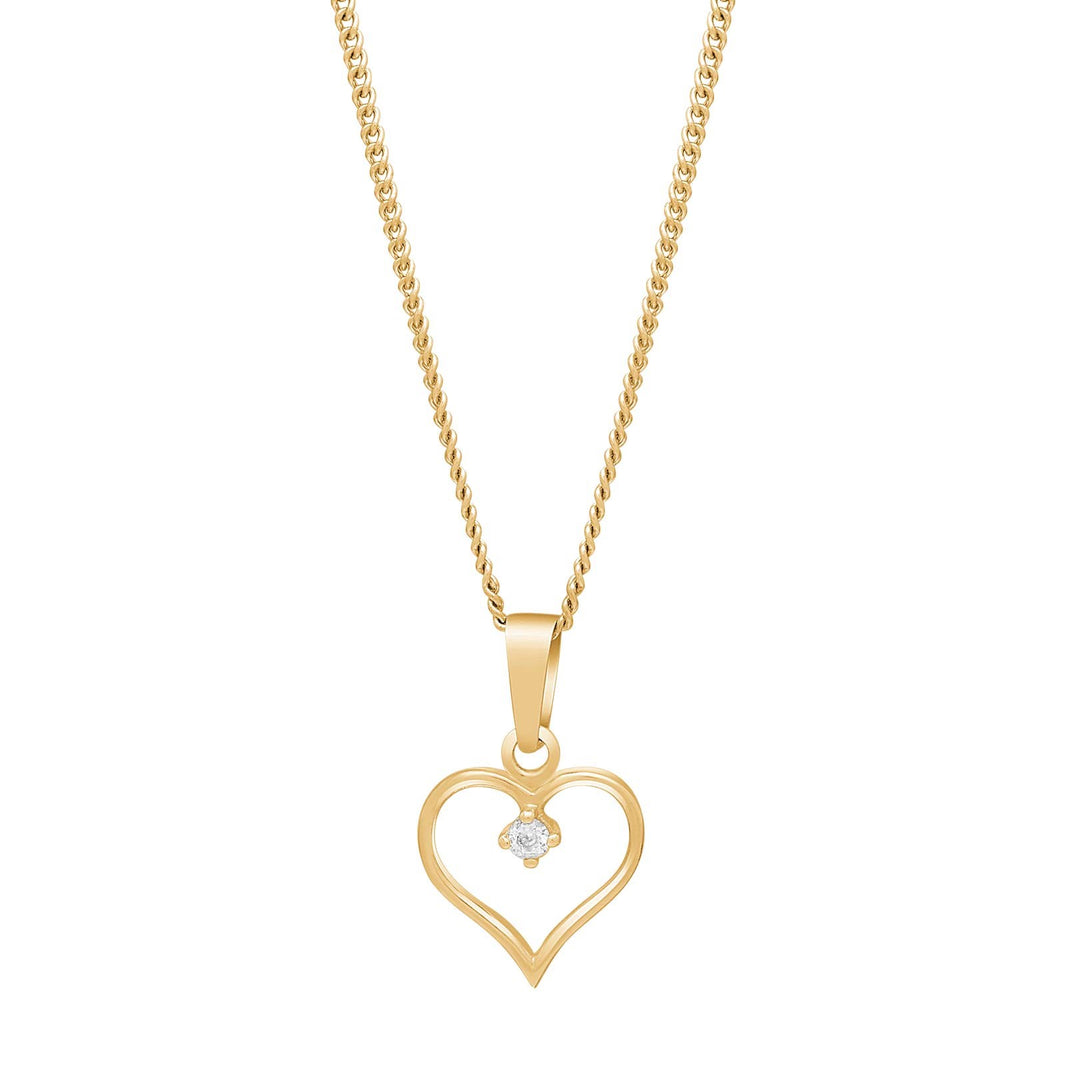 Goldp. silver pendant heart w/cz