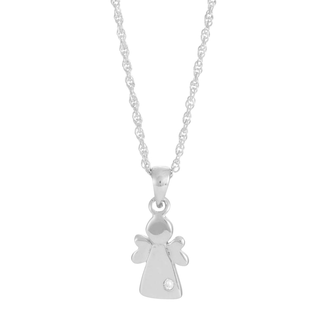 Rhod. silver necklace angel 14mm