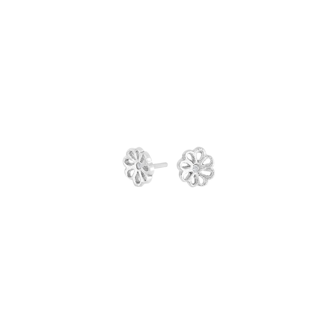 Rhod. silver earrings w/cz