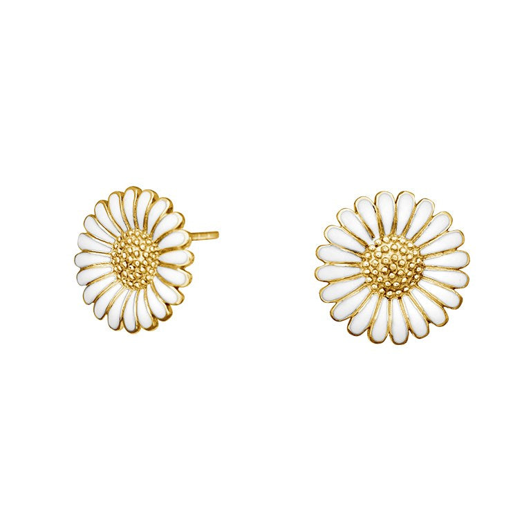 Goldpl. silver earrings Marguerite 10mm