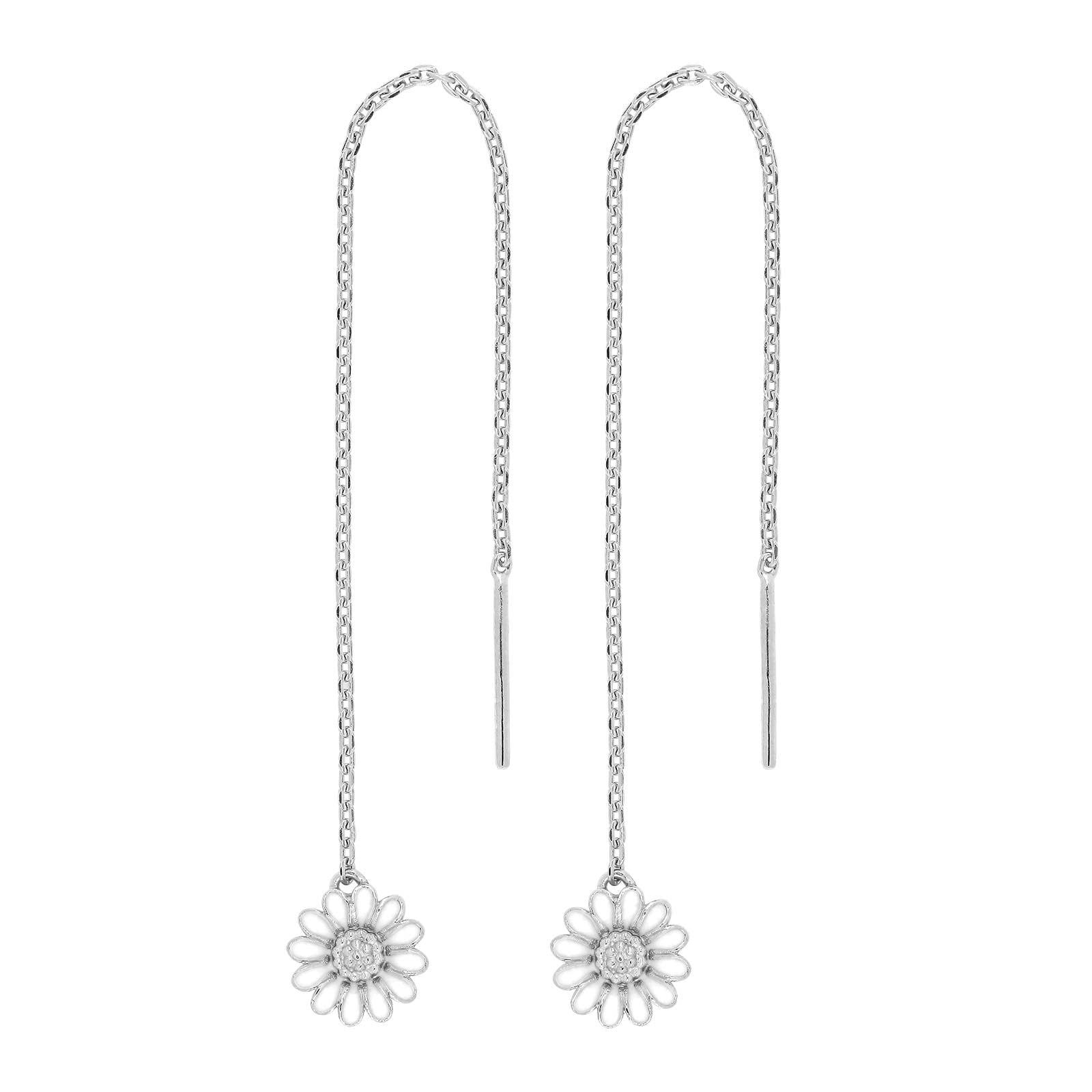 Rhod. silver earrings Marguerite 7mm