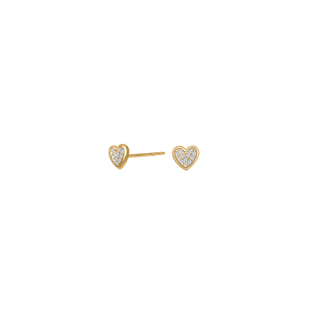 14ct. gold earrings heart w/dia. 0.05ct W/SI
