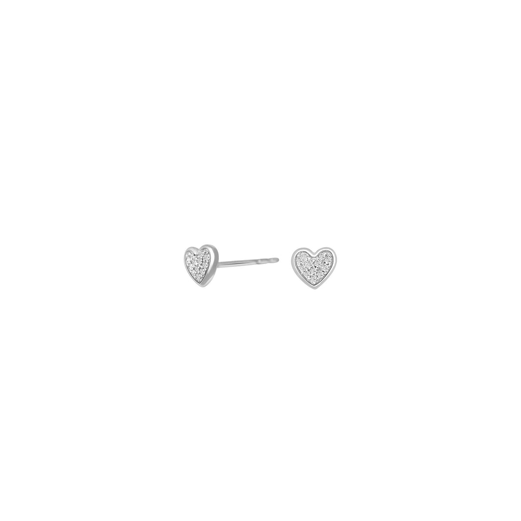 14ct. whitegold earrings heart w/dia. 0.05ct W/SI