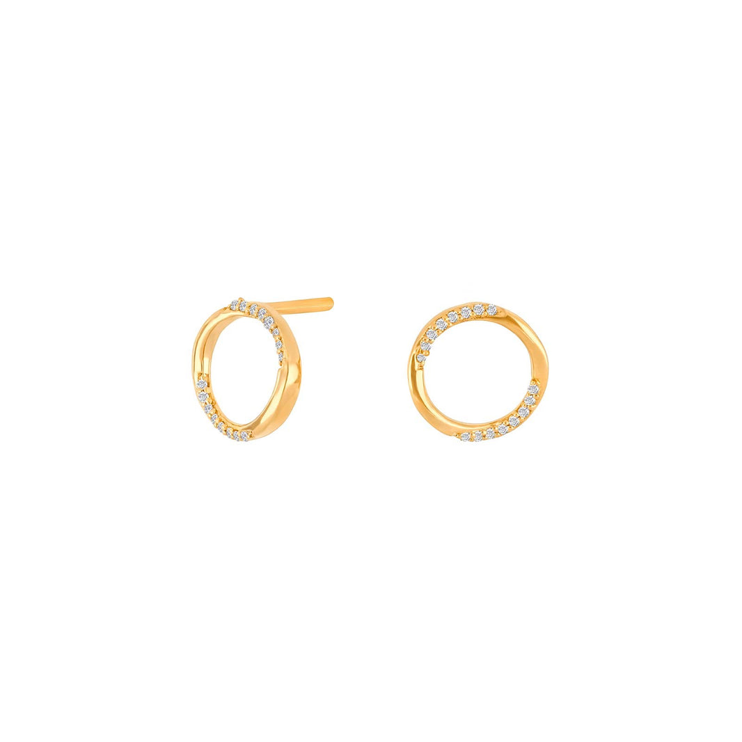 14kt. guldørestikker cirkel m/dia. 0.05ct W/SI