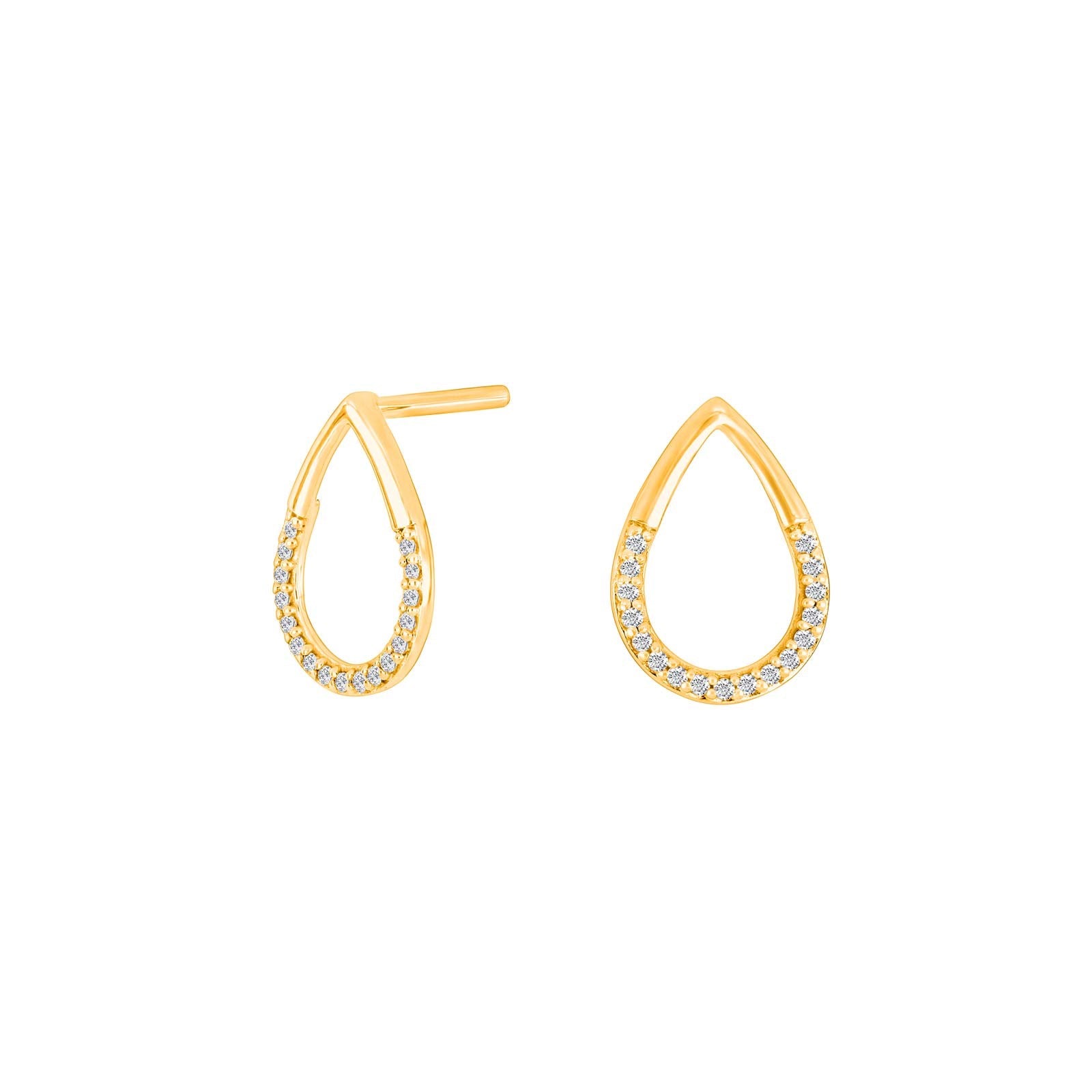 14ct. gold earrings w/dia. 0.06ct W/SI