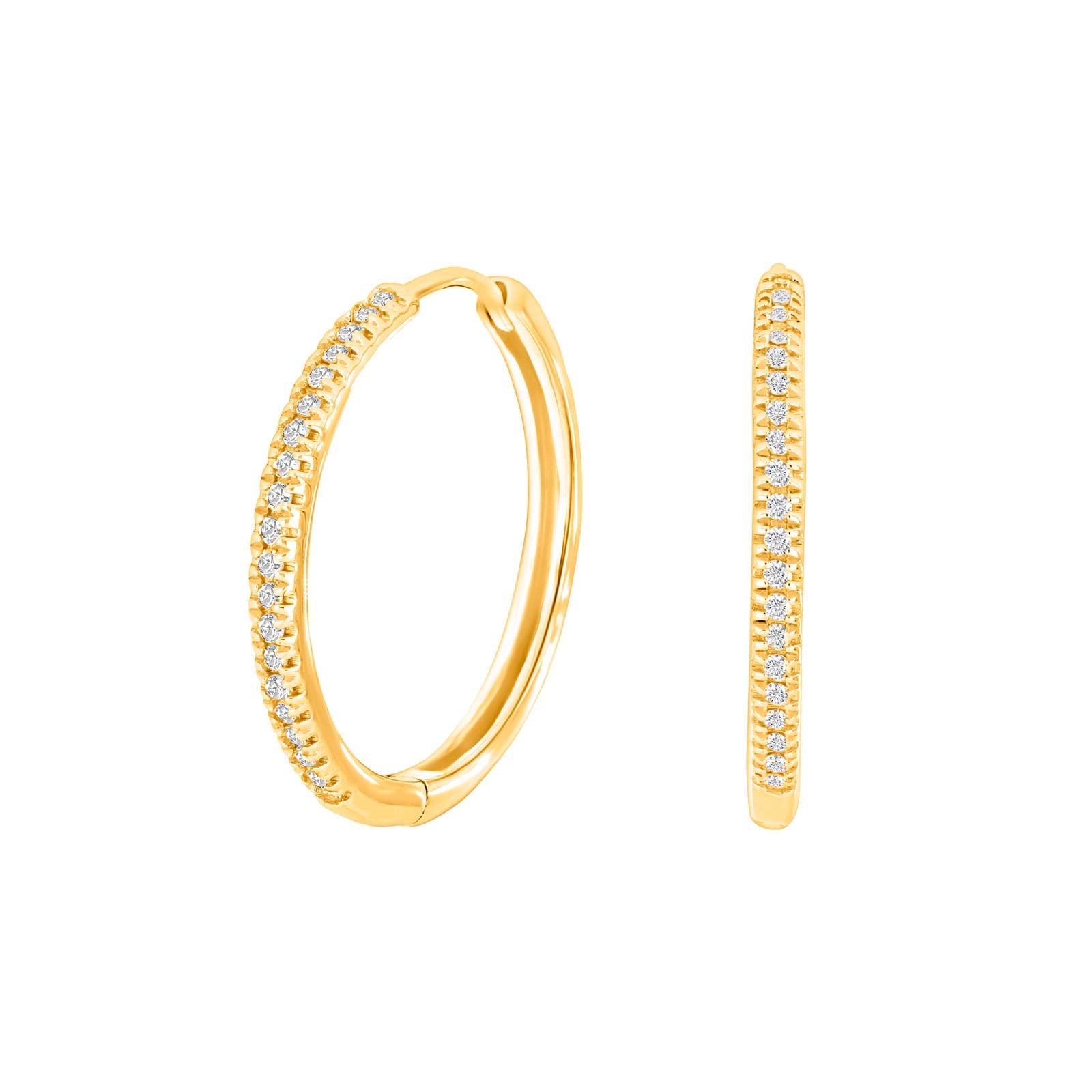 14ct. gold hoops w/dia. 0.11ct W/SI