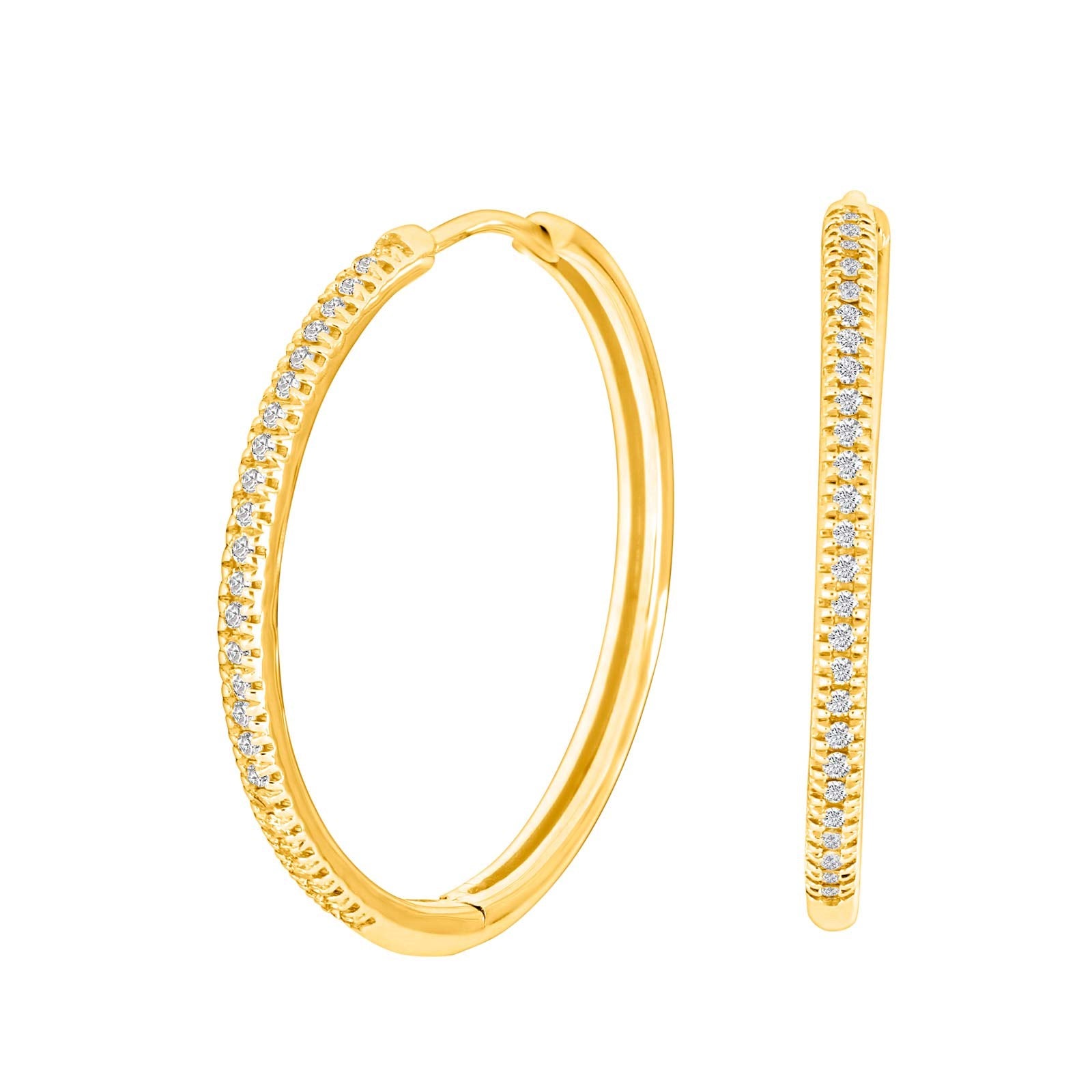 14ct. gold hoops w/dia. 0.15ct W/SI