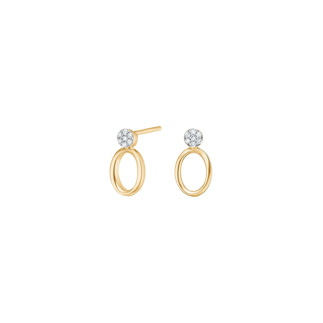 14ct. gold earrings w/dia. 0.055ct W/SI
