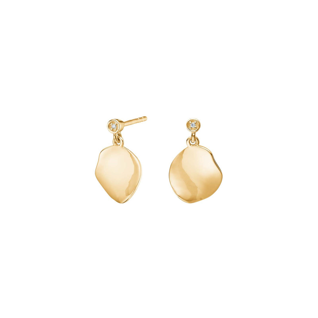 14ct. gold earrings w/dia. 0.005ct W/SI