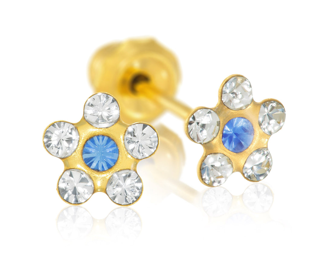 14k 5mm flower crys/saph