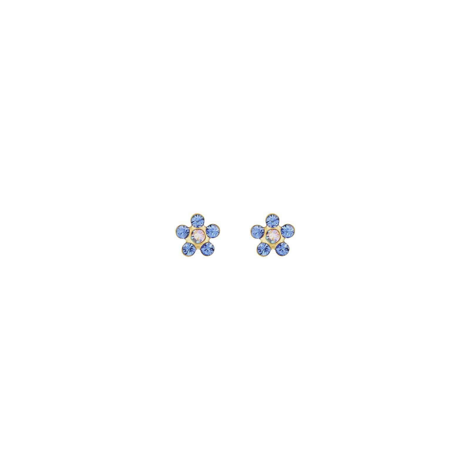 14k 5mm flower saph/ab crystal