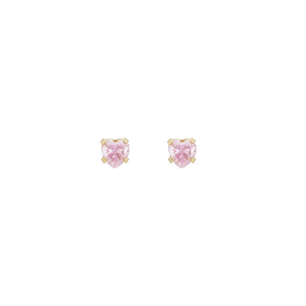 14k 4mm pink heart cz