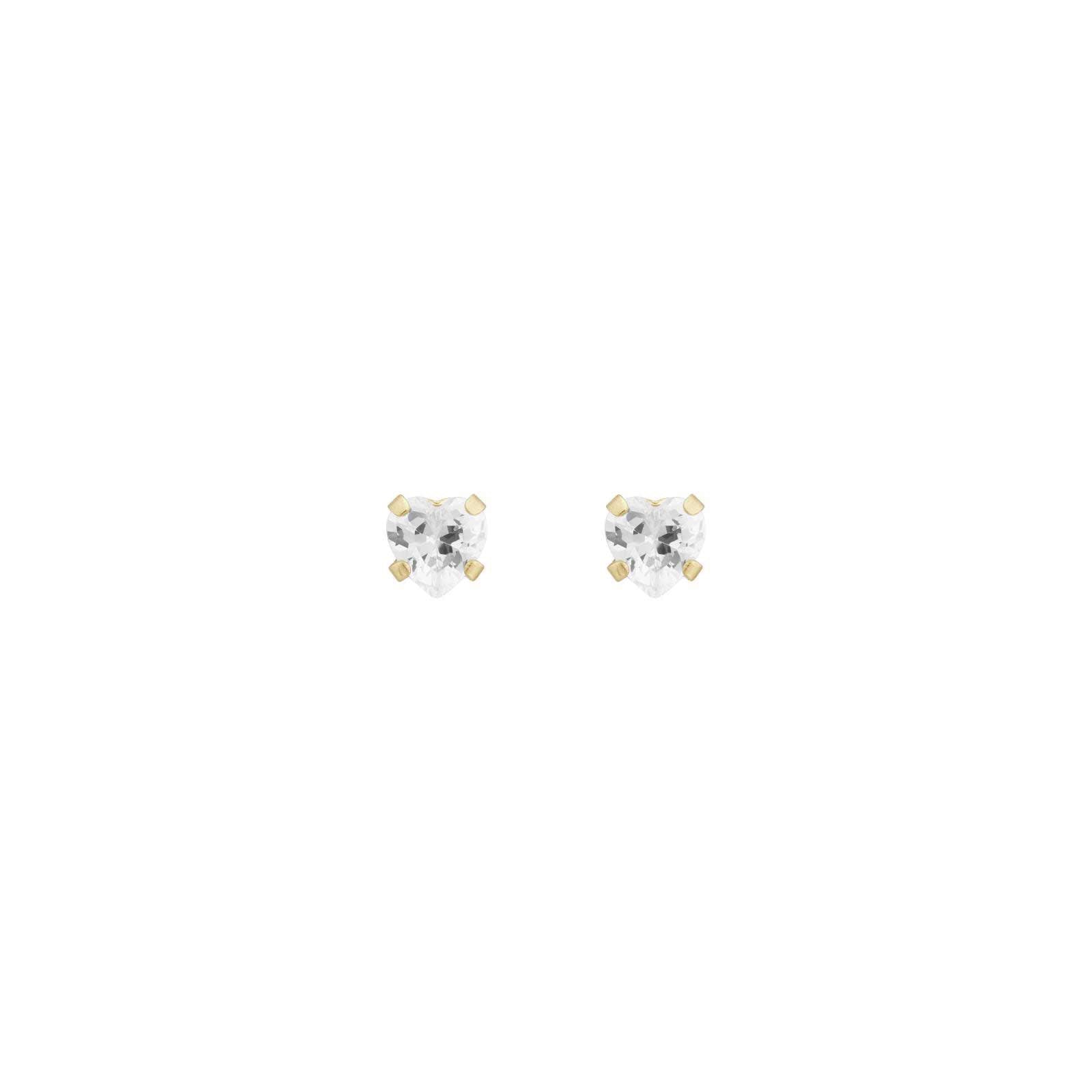 14k 4mm clear heart cz