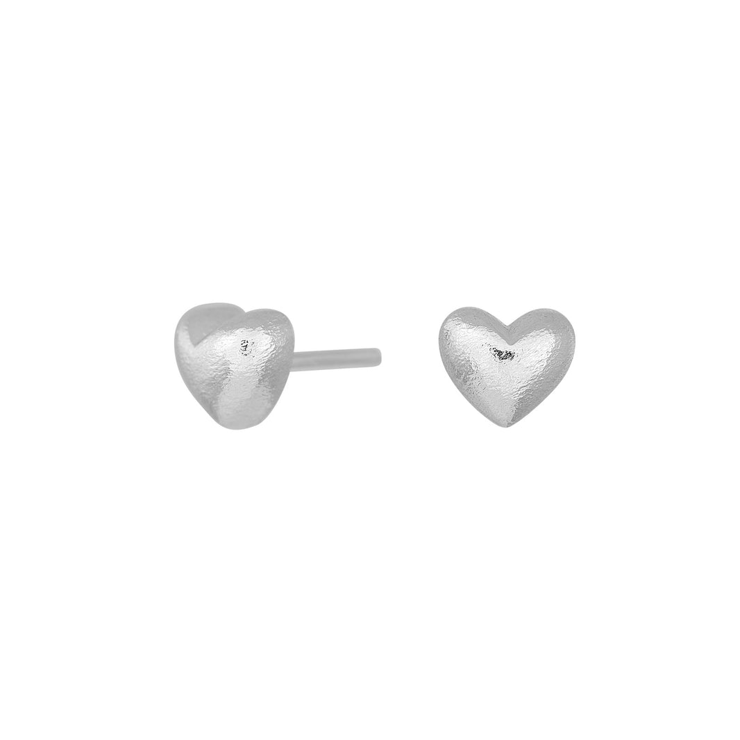 Silver rhod. small matt heart ring 7mm