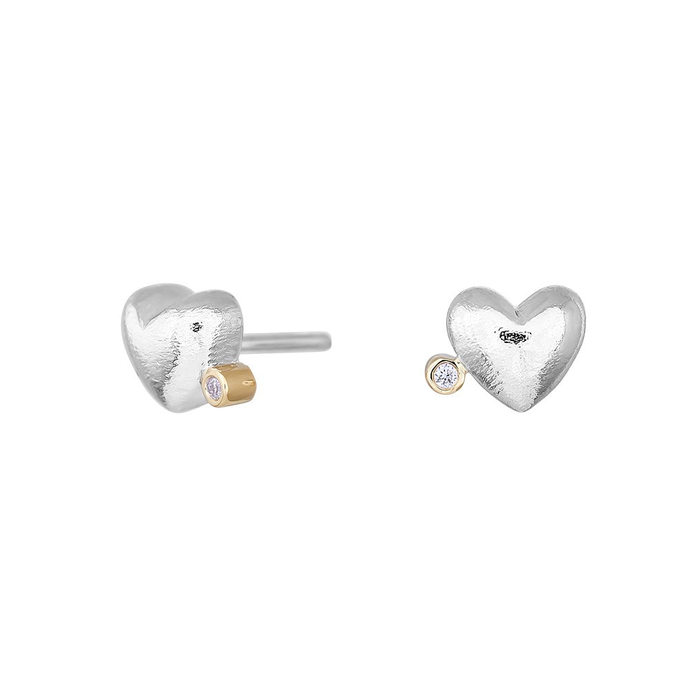 Silver rhod. heart w. 14ct +dia 0.03ct