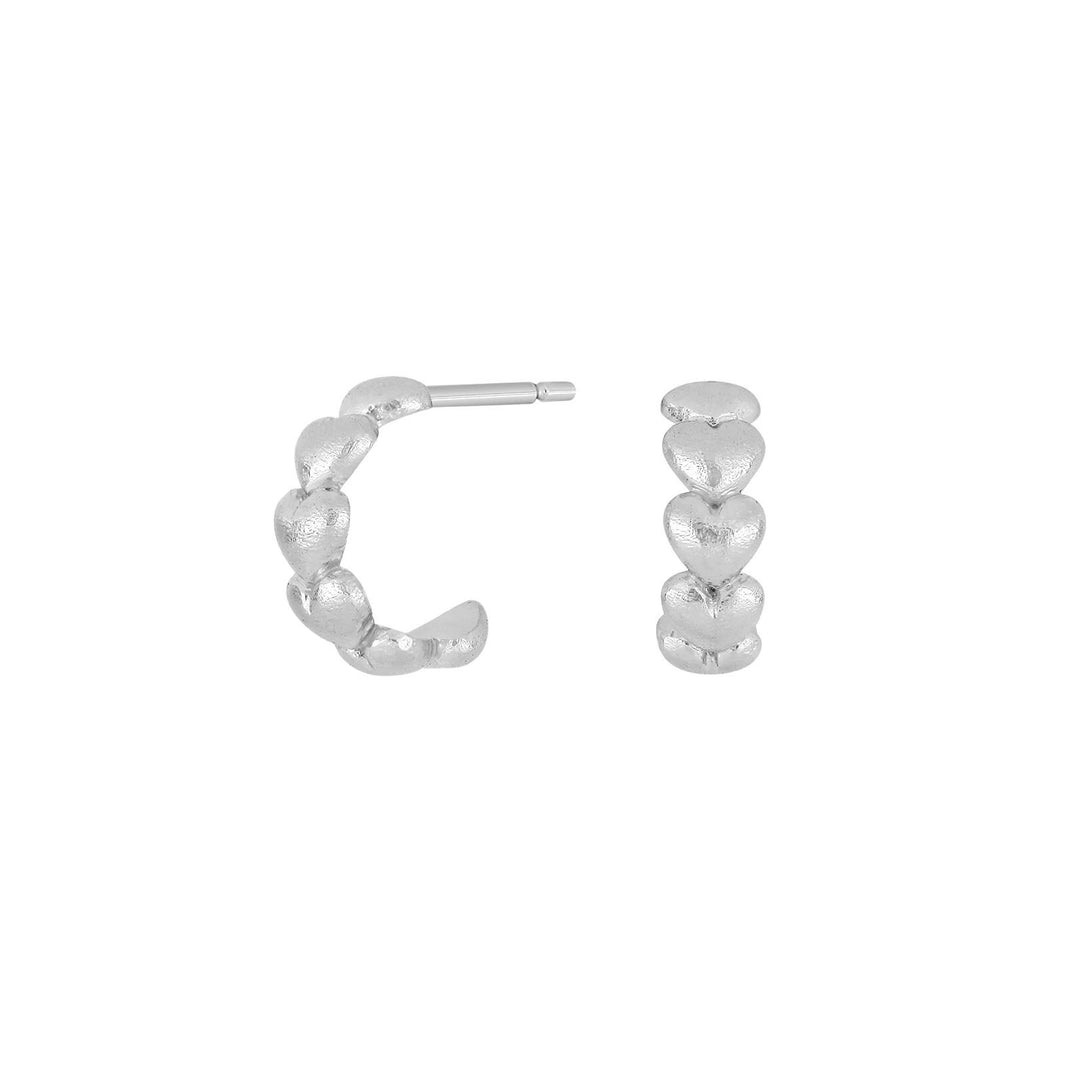 Rhod. silver hoops w. hearts