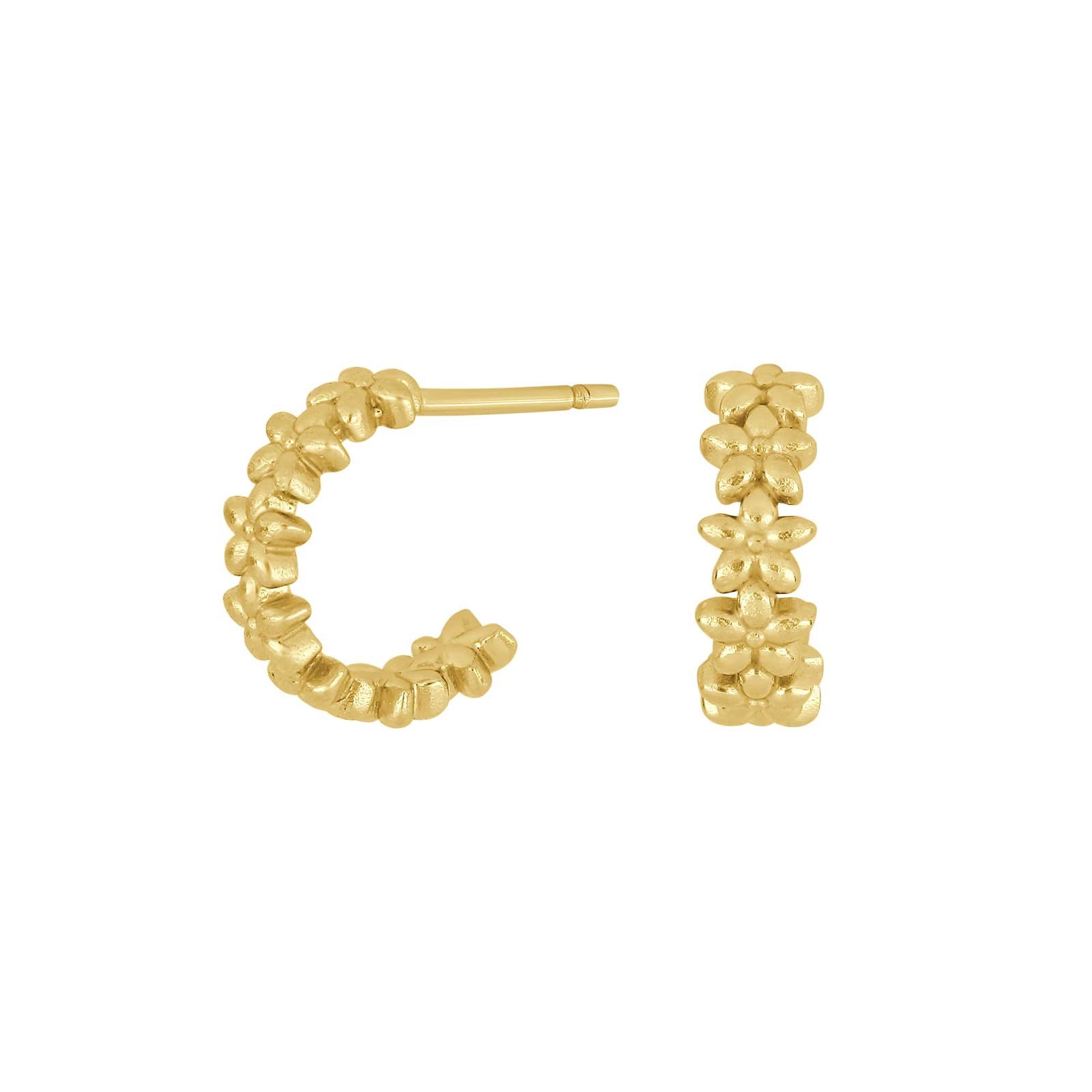 Goldplated silver hoops w. flowers