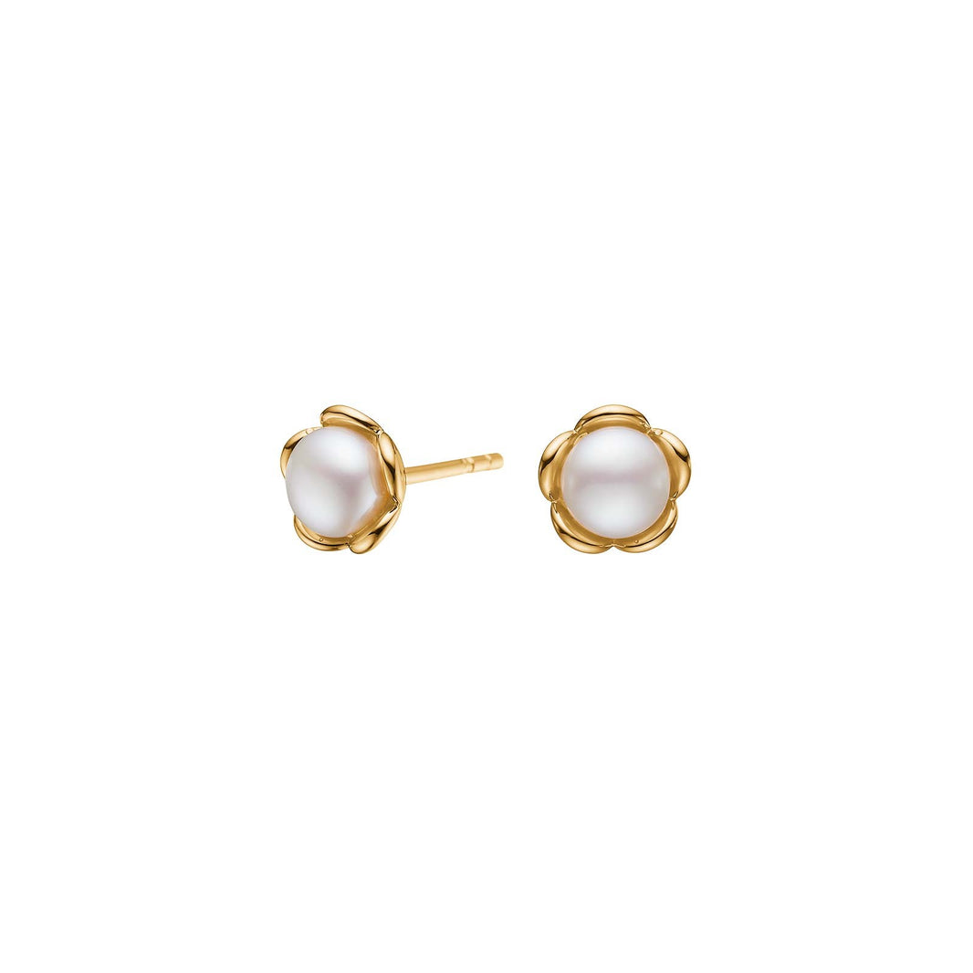 Silver gp Flower earstuds w/pearl