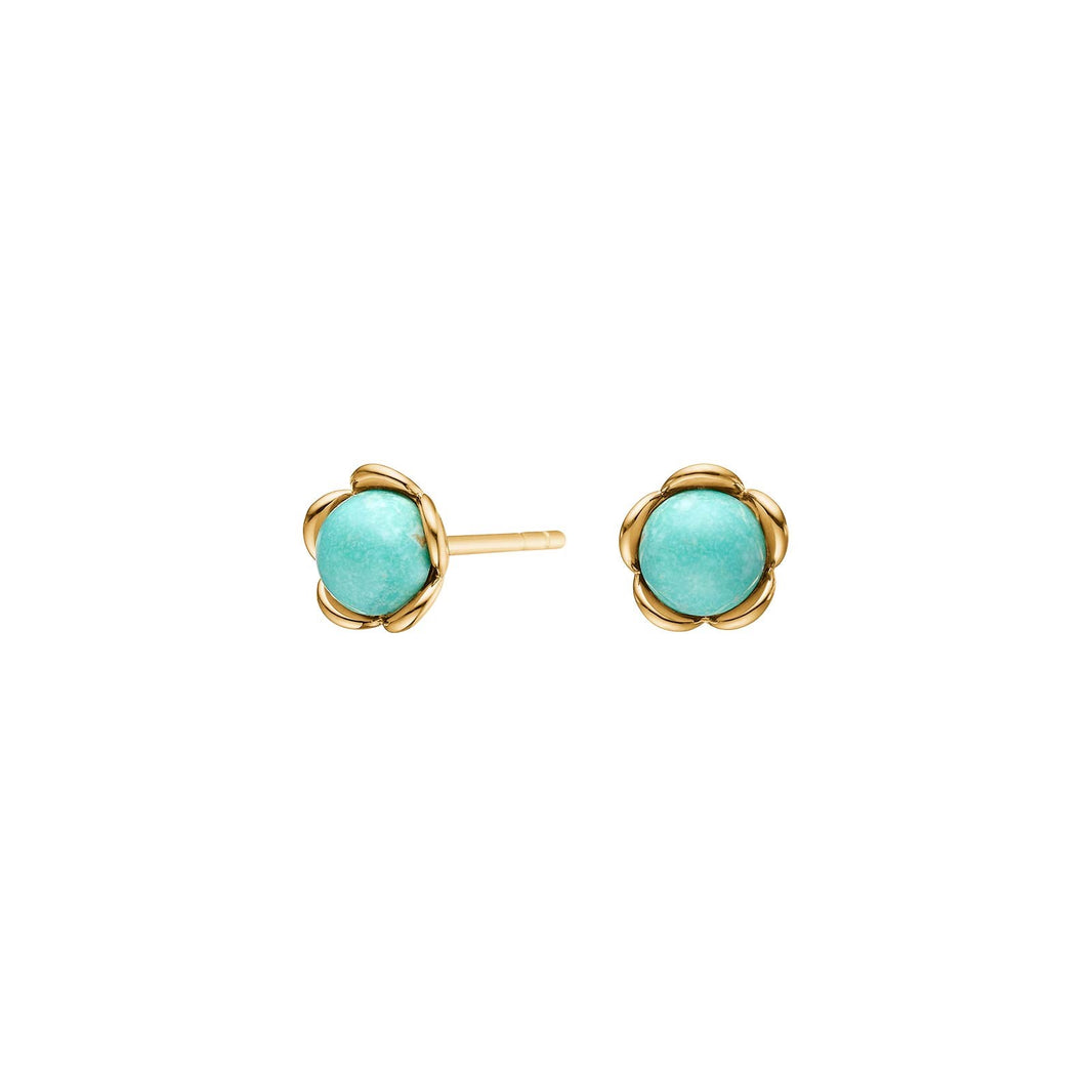 Silver gp Flower earstuds w/Turquoise