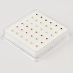 Nose pin silver 2mm mix color 36pc