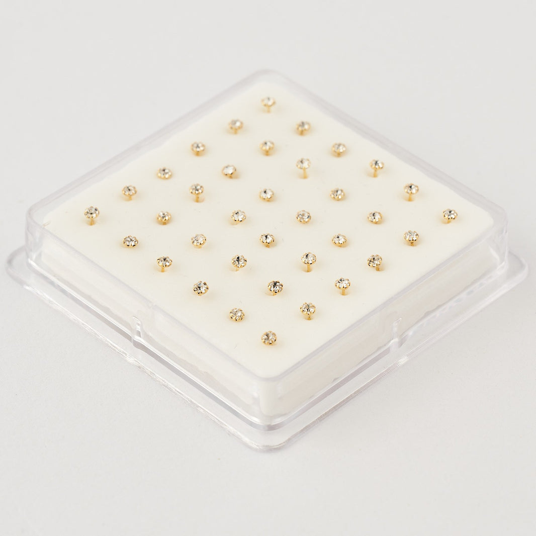 Nose pin silver 2mm crystal 36pc