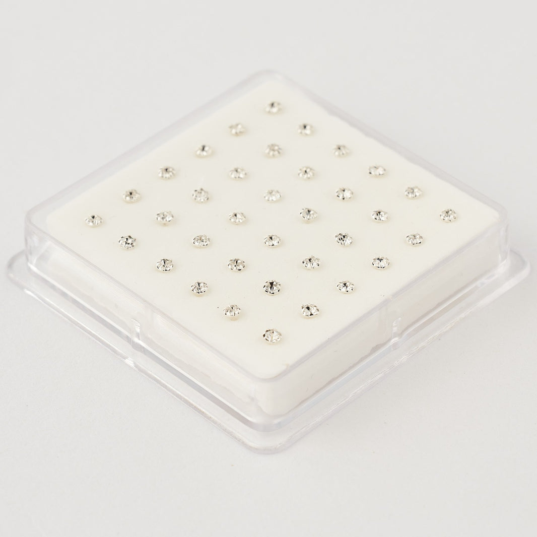 Nose pin silver 2,5mm crystal 36pc