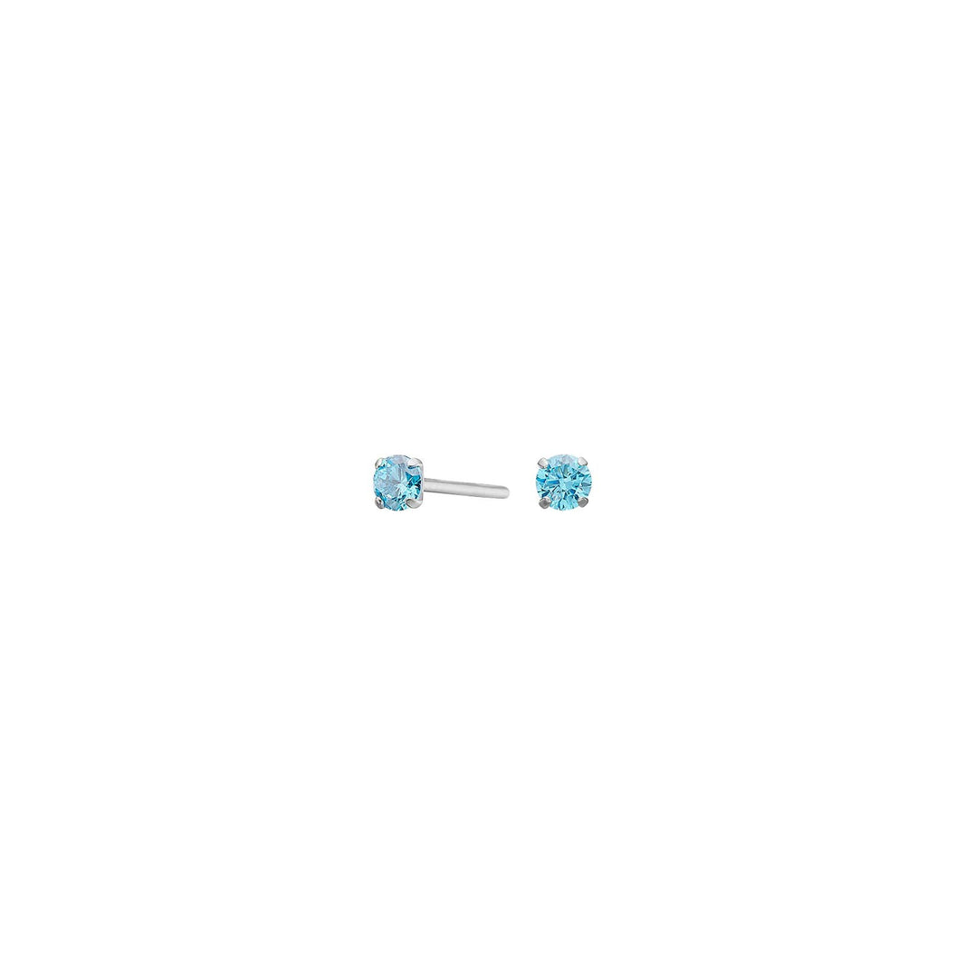 Titanium ear studs 3mm w. blue cz