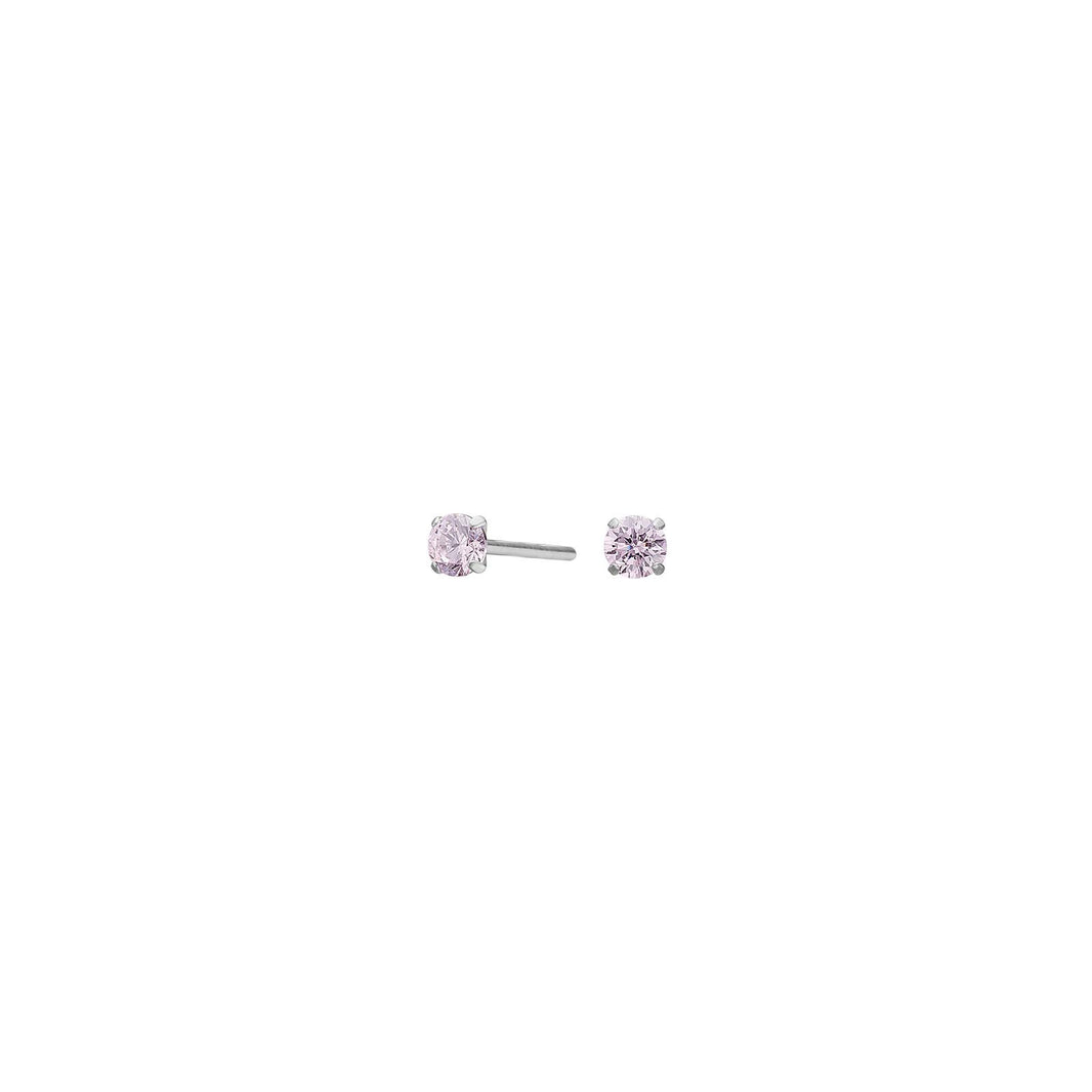 Titanium ear studs 3mm w. pink cz