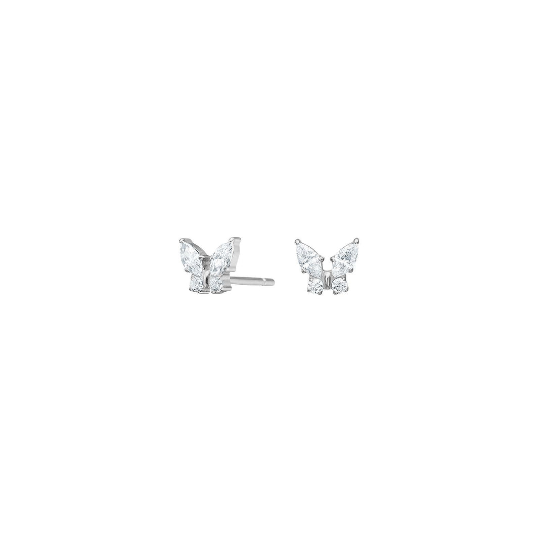 Titanium ear studs butterfly w. white cz