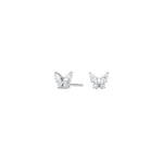 Titanium ear studs butterfly w. white cz