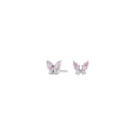Titanium ear studs butterfly w. pink cz