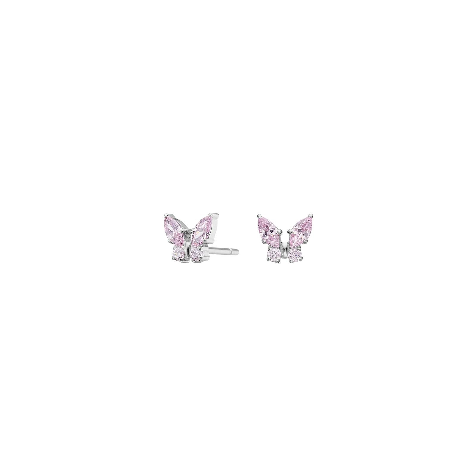 Titanium ear studs butterfly w. pink cz