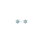 Titanium ear studs flower w. blue cz