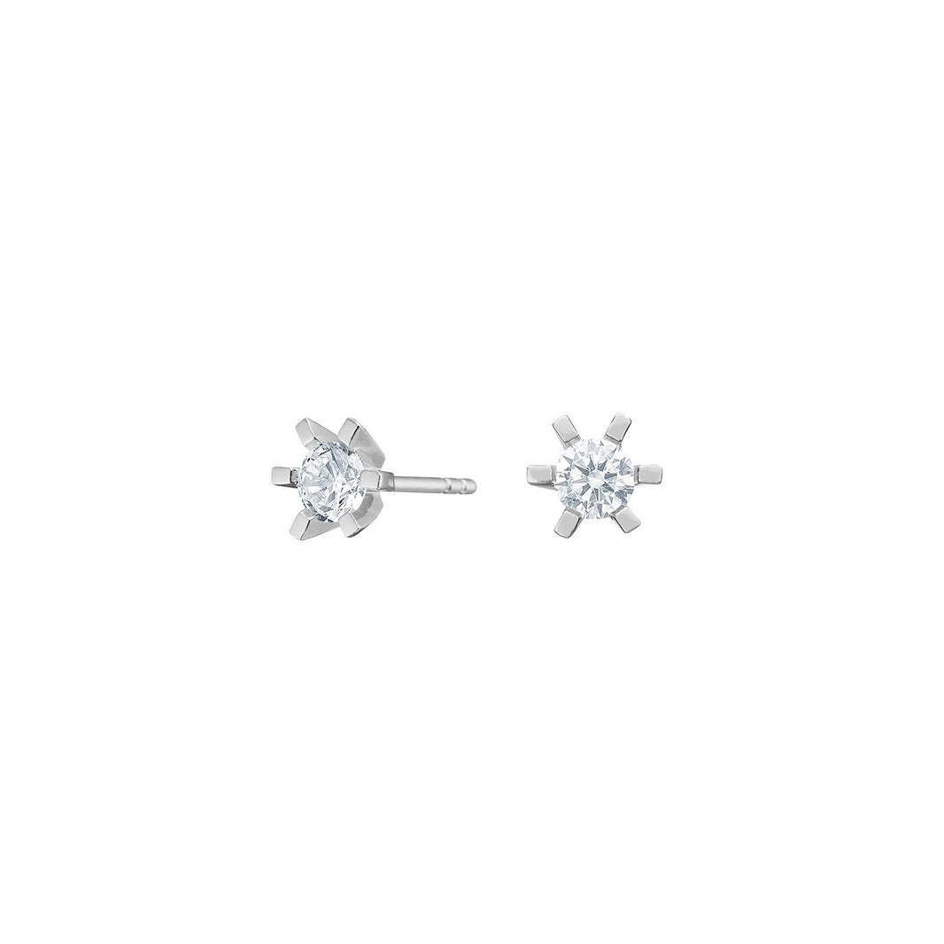 Rhod. silver earrings 6 claws with 5mm zirconia
