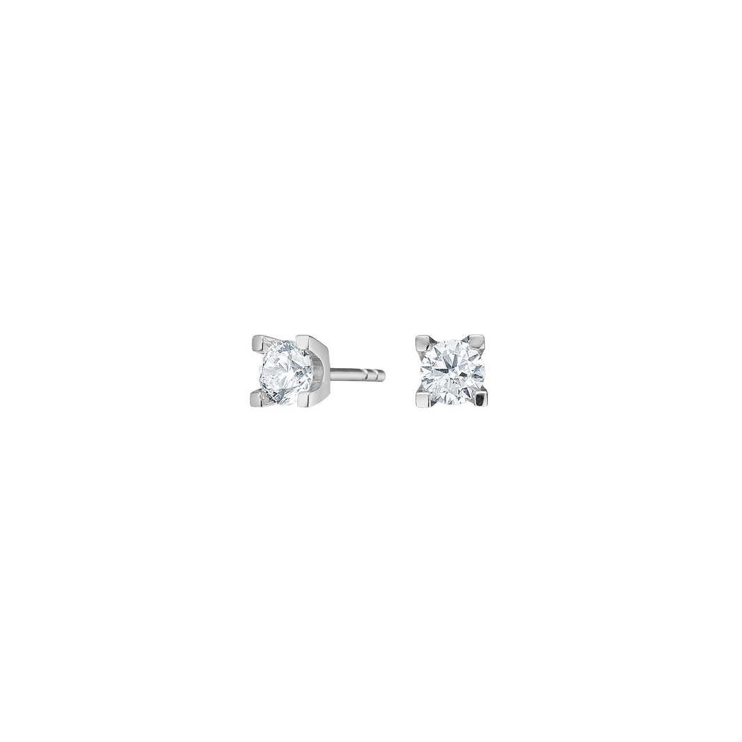 Rhod. silver earring with 4 claws 4,5mm zirconia