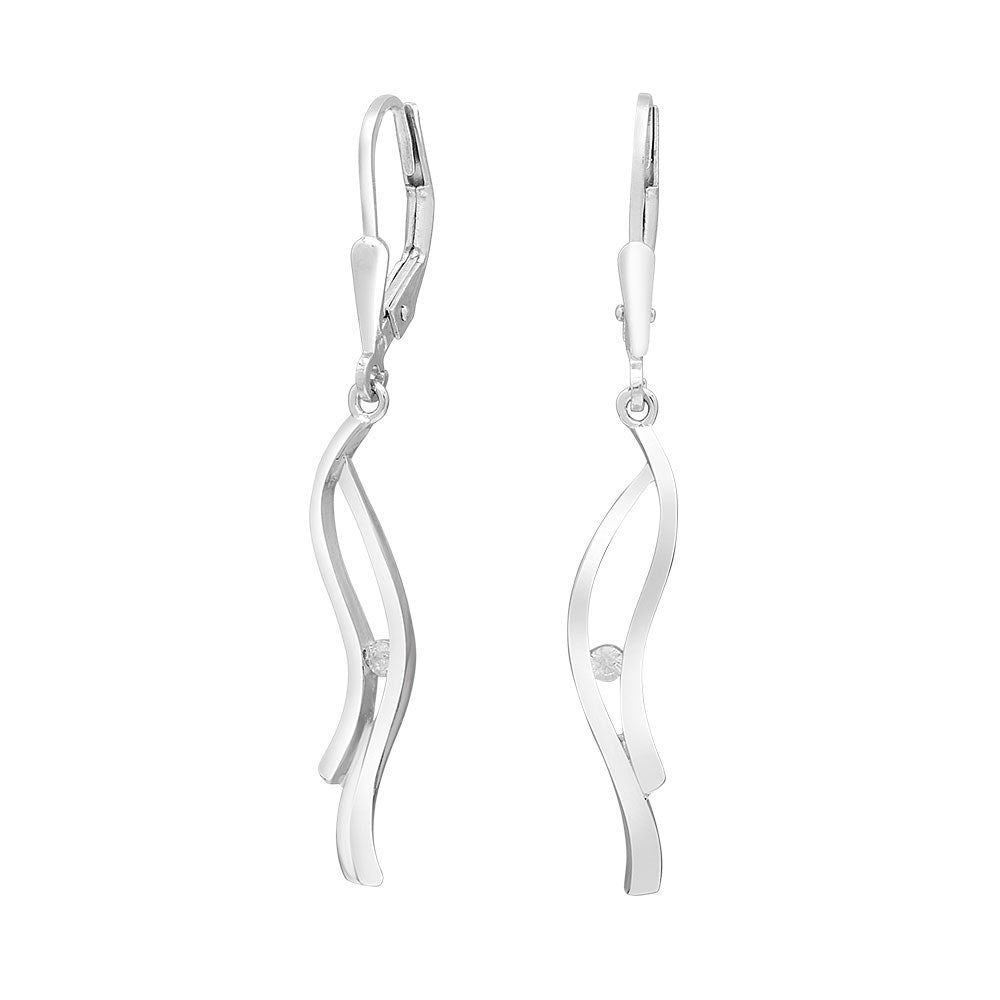 Rhod. Silver earhanger w. cz