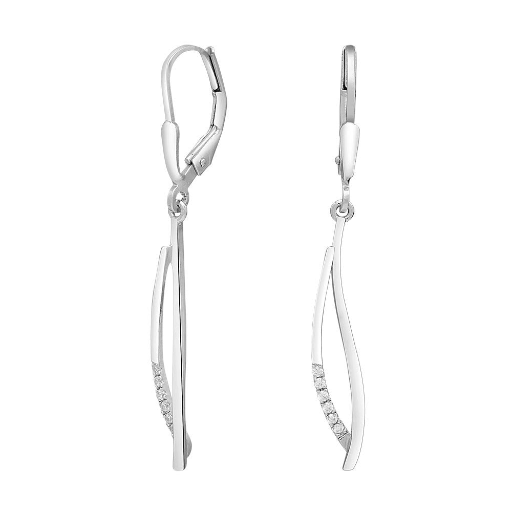 Rhod. Silver earhanger w. cz