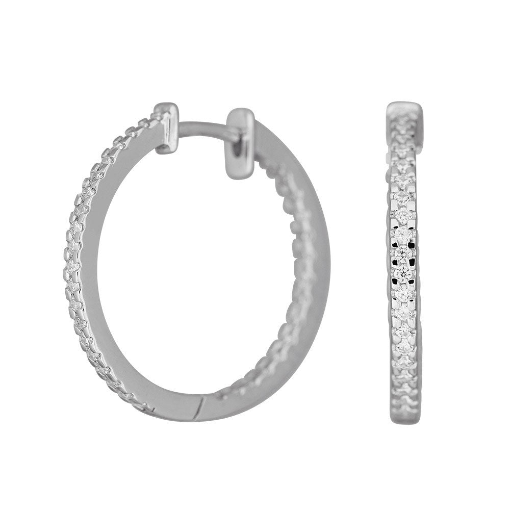 Rhod. silver hoops w.cz 22mm