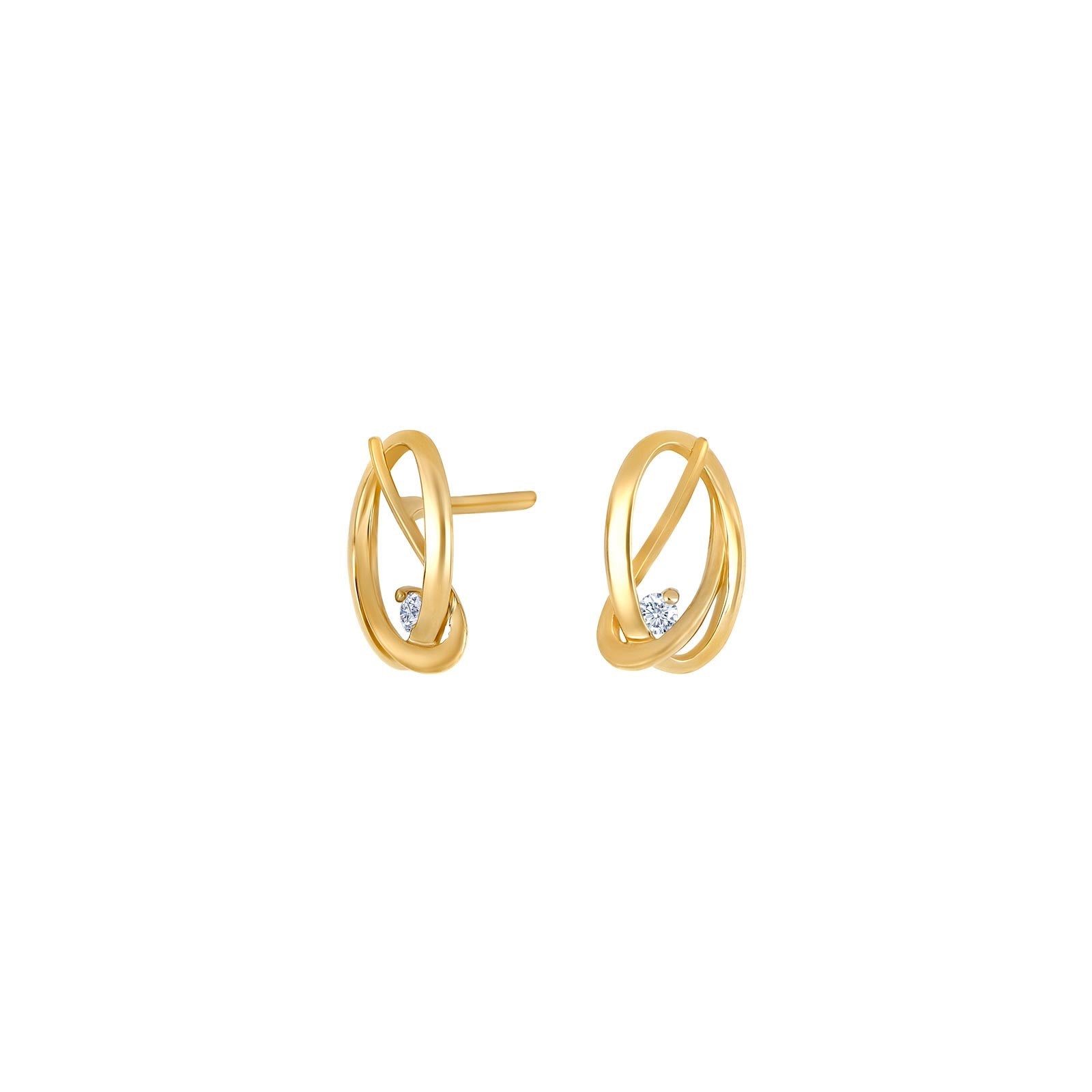 14ct. Gold earrring w. 0,04ct W/SI