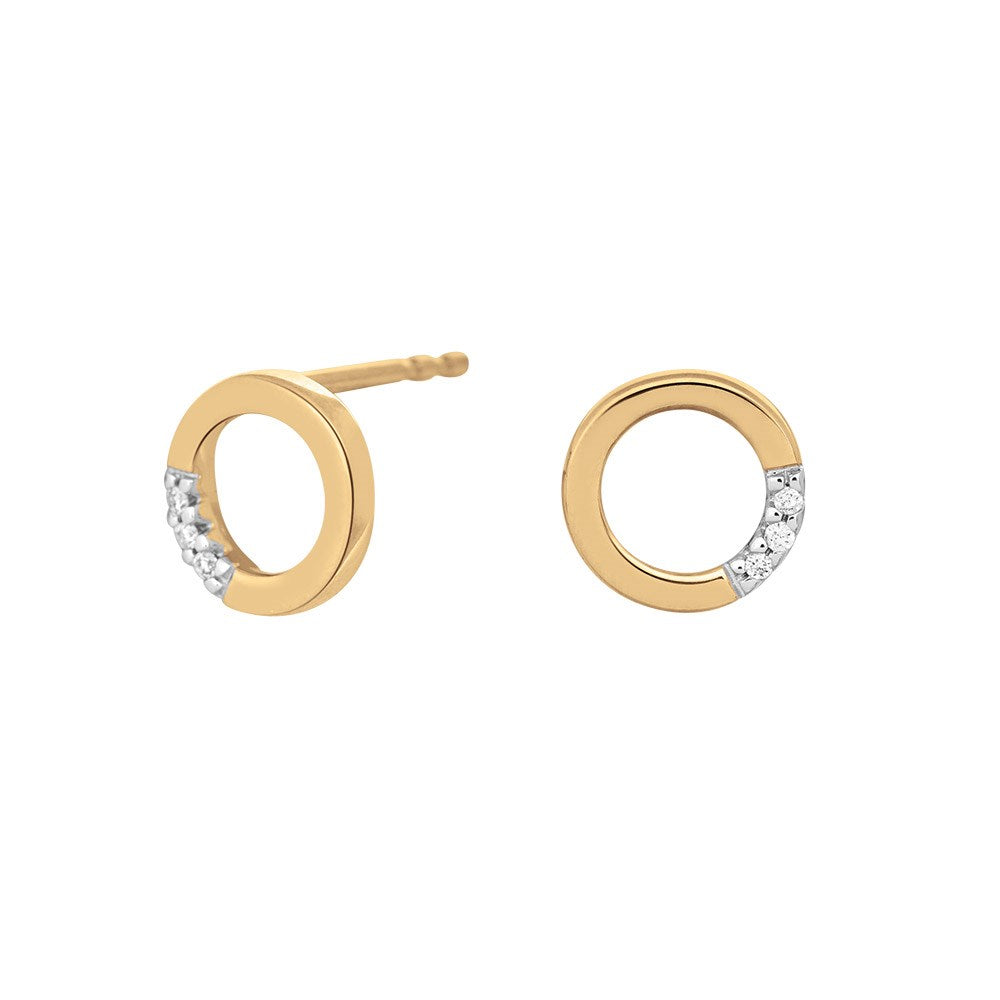 14 kt. gold ear studs w/dia. 0.02ct W/PI