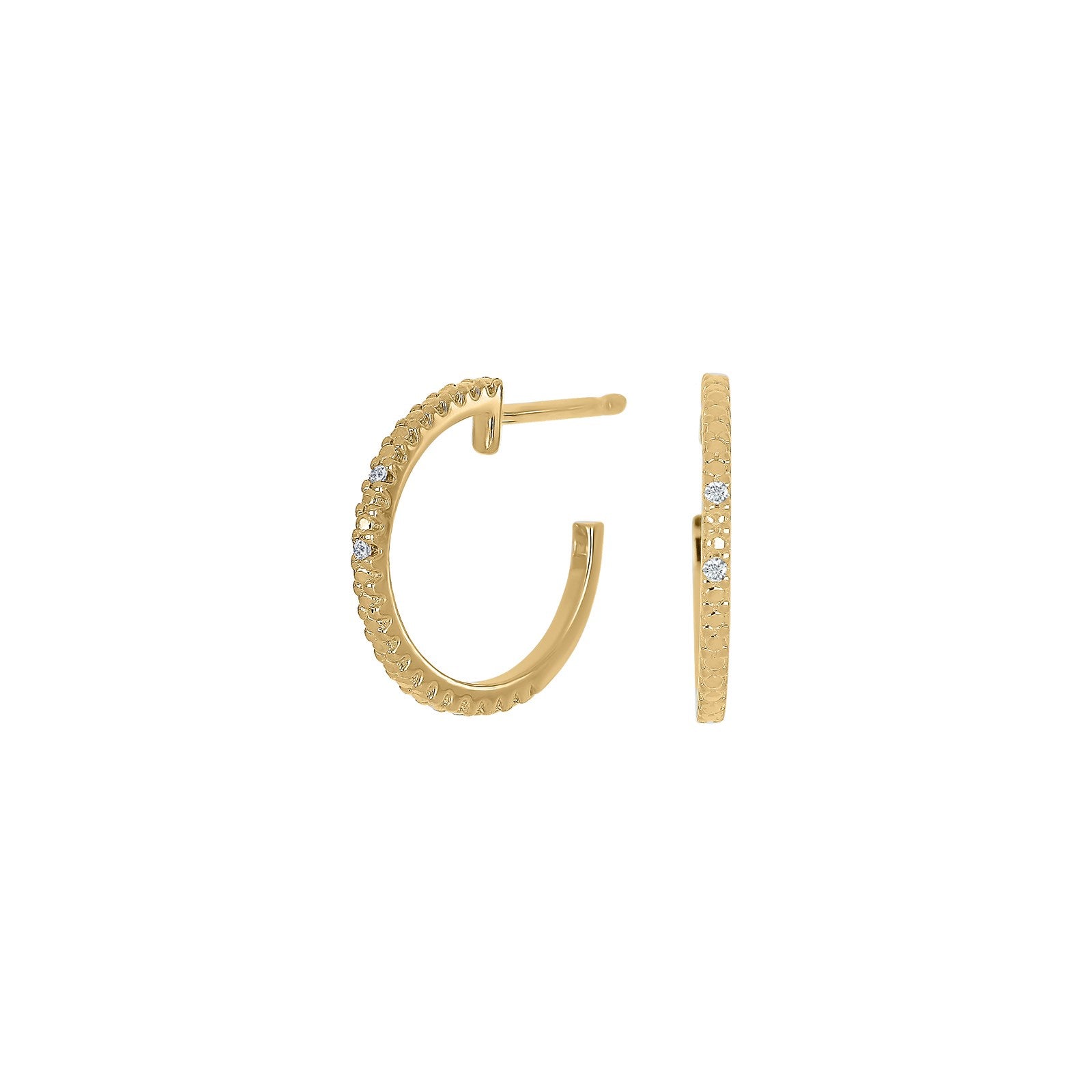 14ct. gold earrings w/dia. 0.02ct W/PI